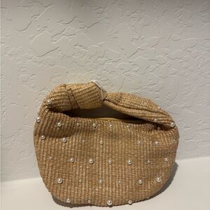 Urban Expressions Pearl-Embellished Woven Mini Bag